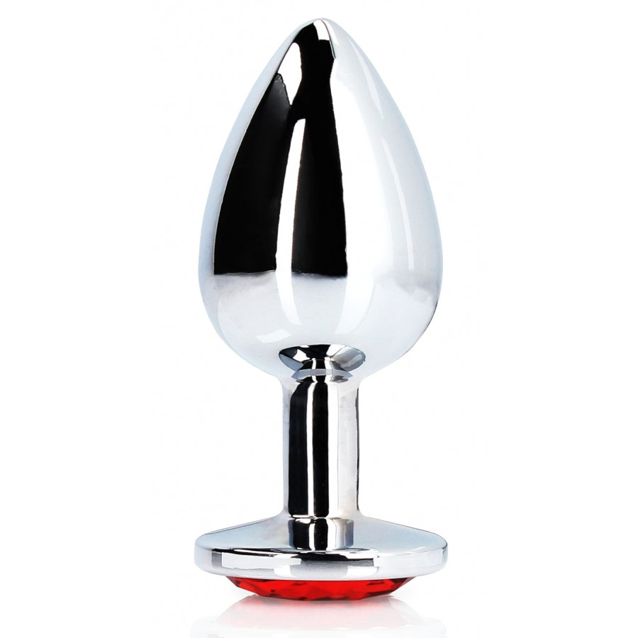 Bijou anal Round Gem S 6 x 2.6cm Argenté-Rouge