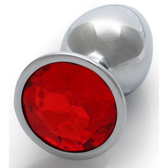 Bijou anal Round Gem S 6 x 2.6cm Argenté-Rouge