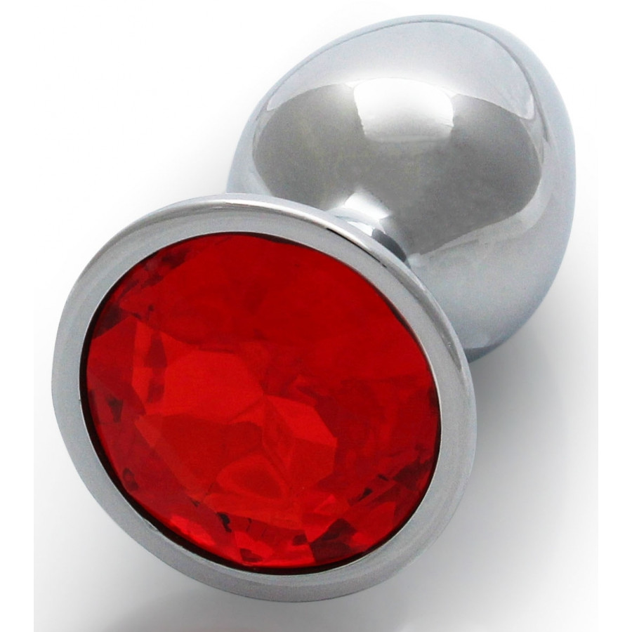 Bijou anal Round Gem S 6 x 2.6cm Argenté-Rouge