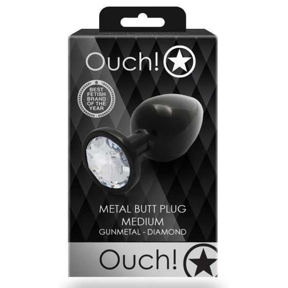 Bijou anal Round Gem M 7 x 3.3 cm Noir-transparent