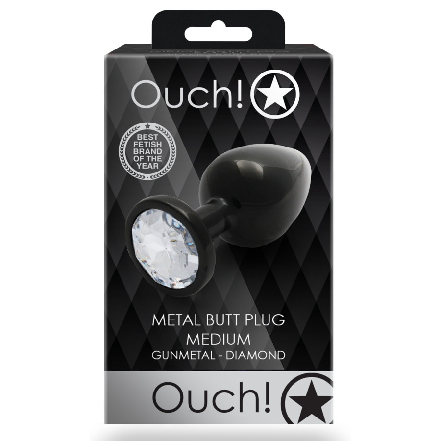 Bijou anal Round Gem M 7 x 3.3 cm Noir-transparent
