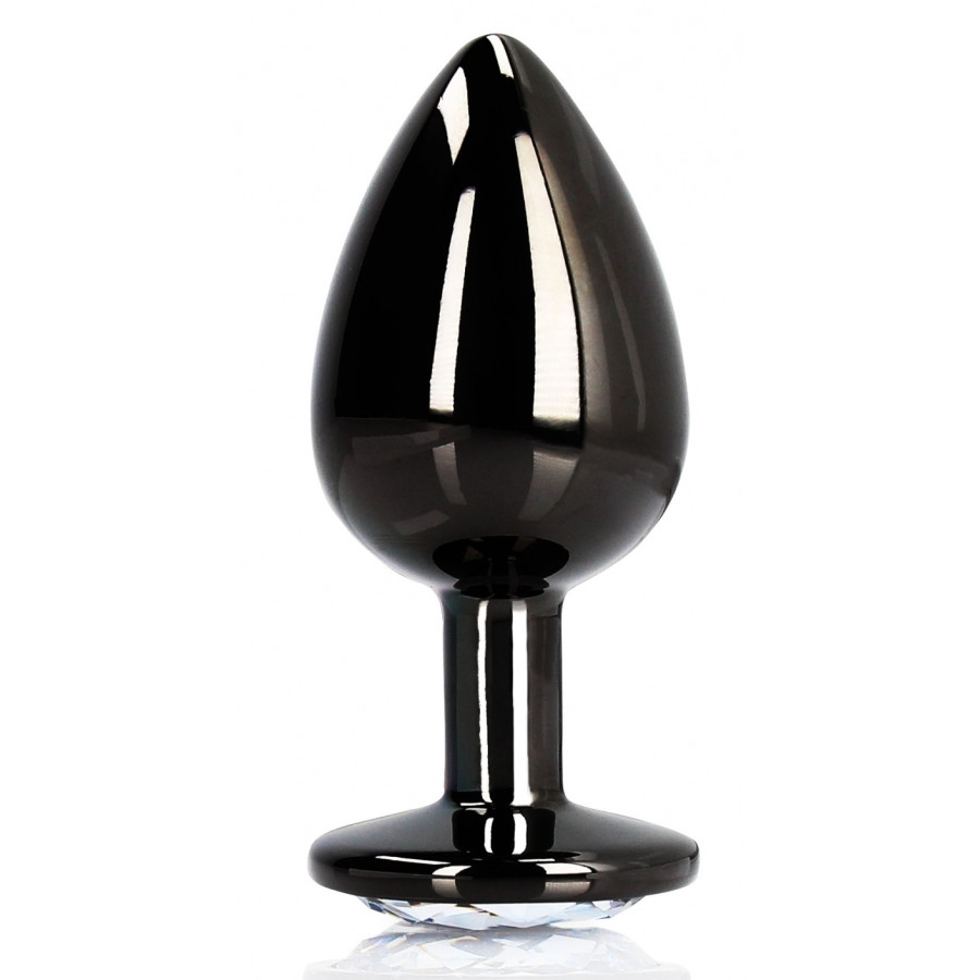 Bijou anal Round Gem M 7 x 3.3 cm Noir-transparent