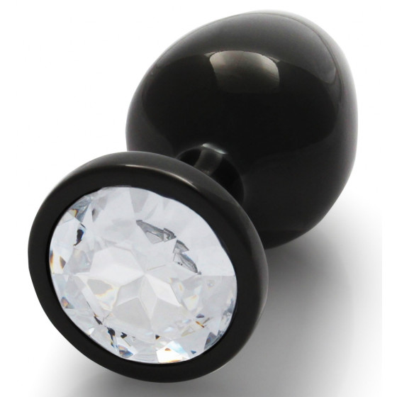 Bijou anal Round Gem M 7 x 3.3 cm Noir-transparent
