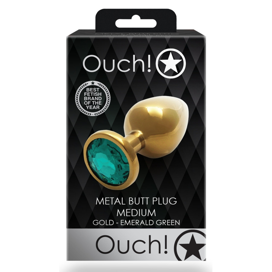 Bijou anal Round Gem M 7 x 3.3cm Doré-Vert
