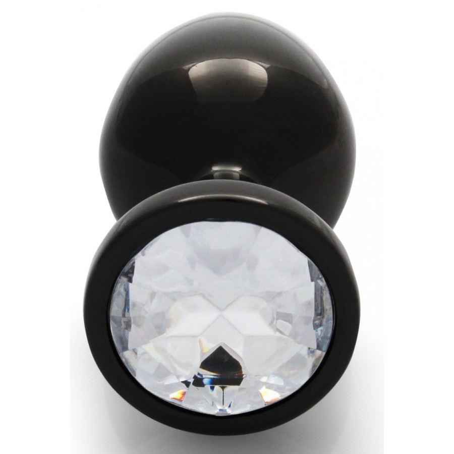 Bijou anal Round Gem M 7 x 3.3 cm Noir-transparent