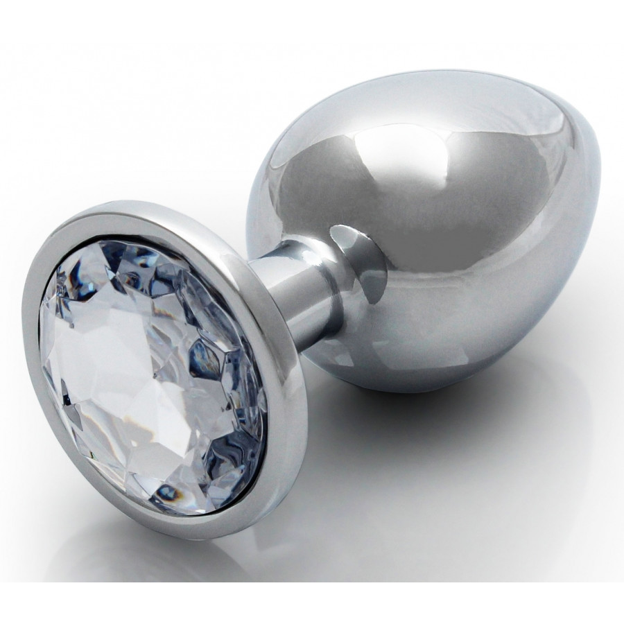 Bijou anal Round Gem M 7 x 3.3 cm Argenté-Transparent