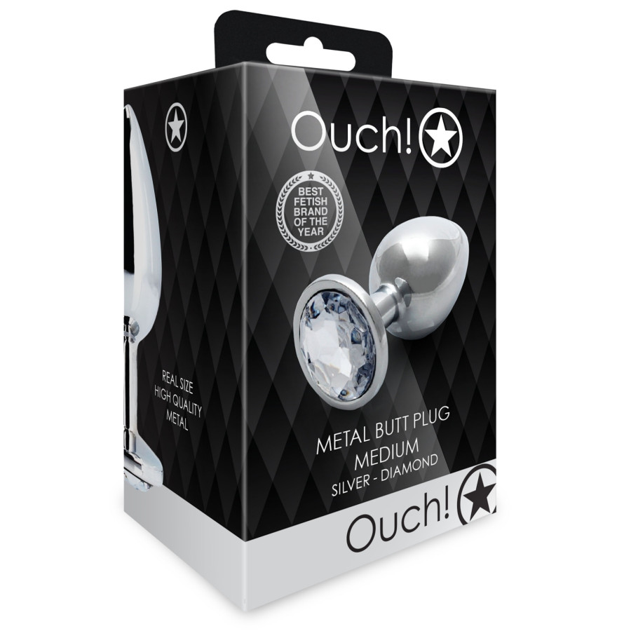 Bijou anal Round Gem M 7 x 3.3 cm Argenté-Transparent