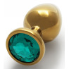 Bijou anal Round Gem M 7 x 3.3cm Doré-Vert