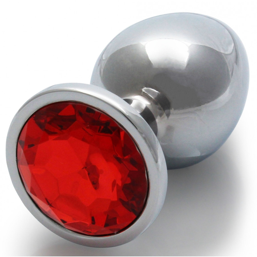 Bijou anal Round Gem M 7 x 3.3 cm Argenté-Rouge