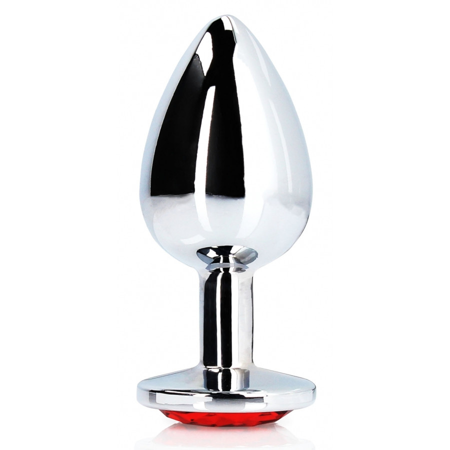 Bijou anal Round Gem M 7 x 3.3 cm Argenté-Rouge