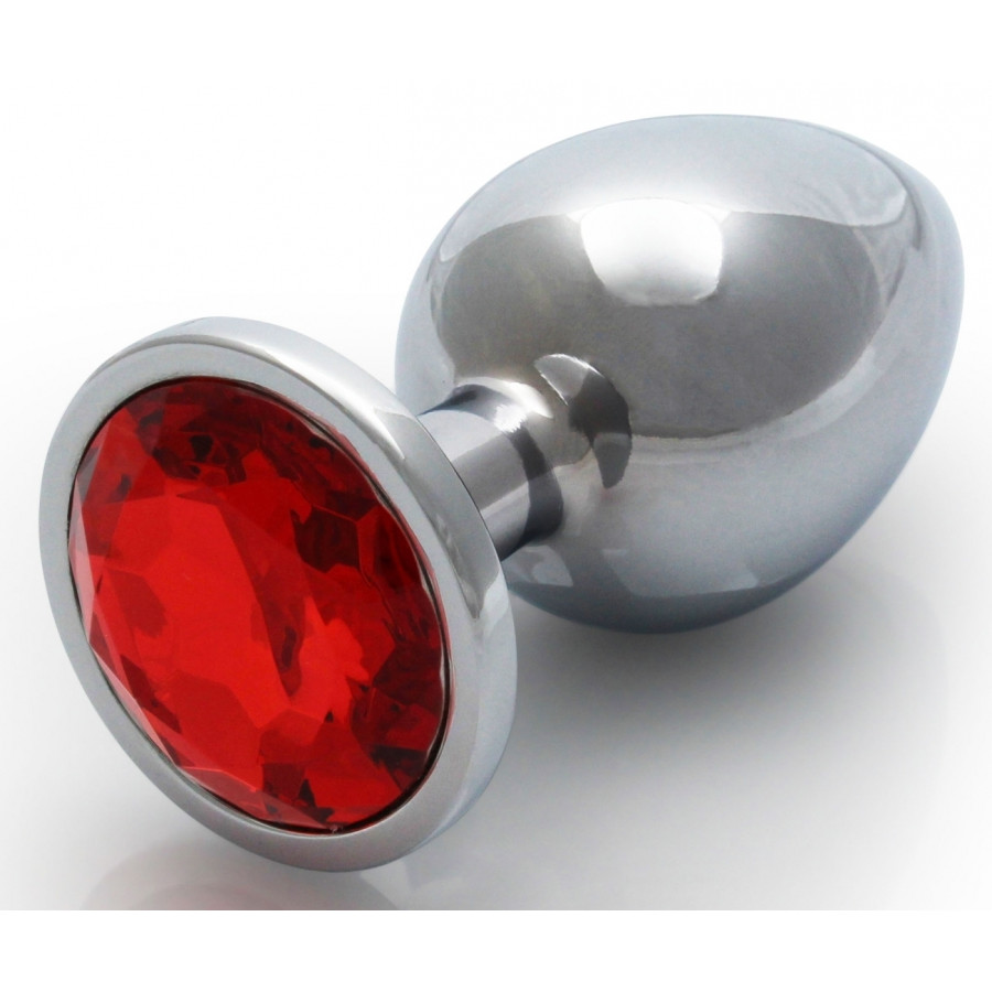 Bijou anal Round Gem M 7 x 3.3 cm Argenté-Rouge