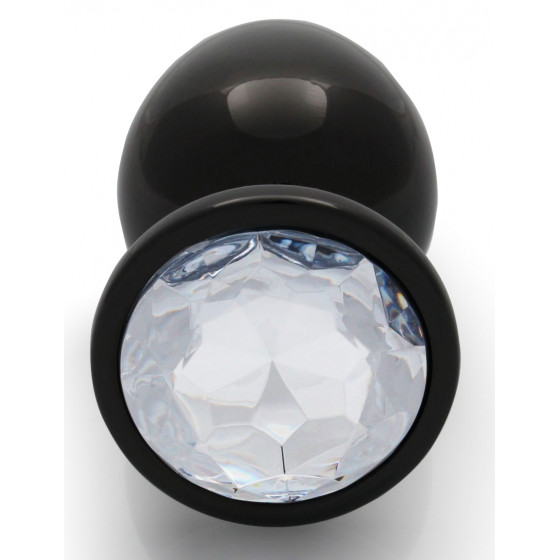 Bijou anal Round Gem L 8 x 4cm Noir-Transparent