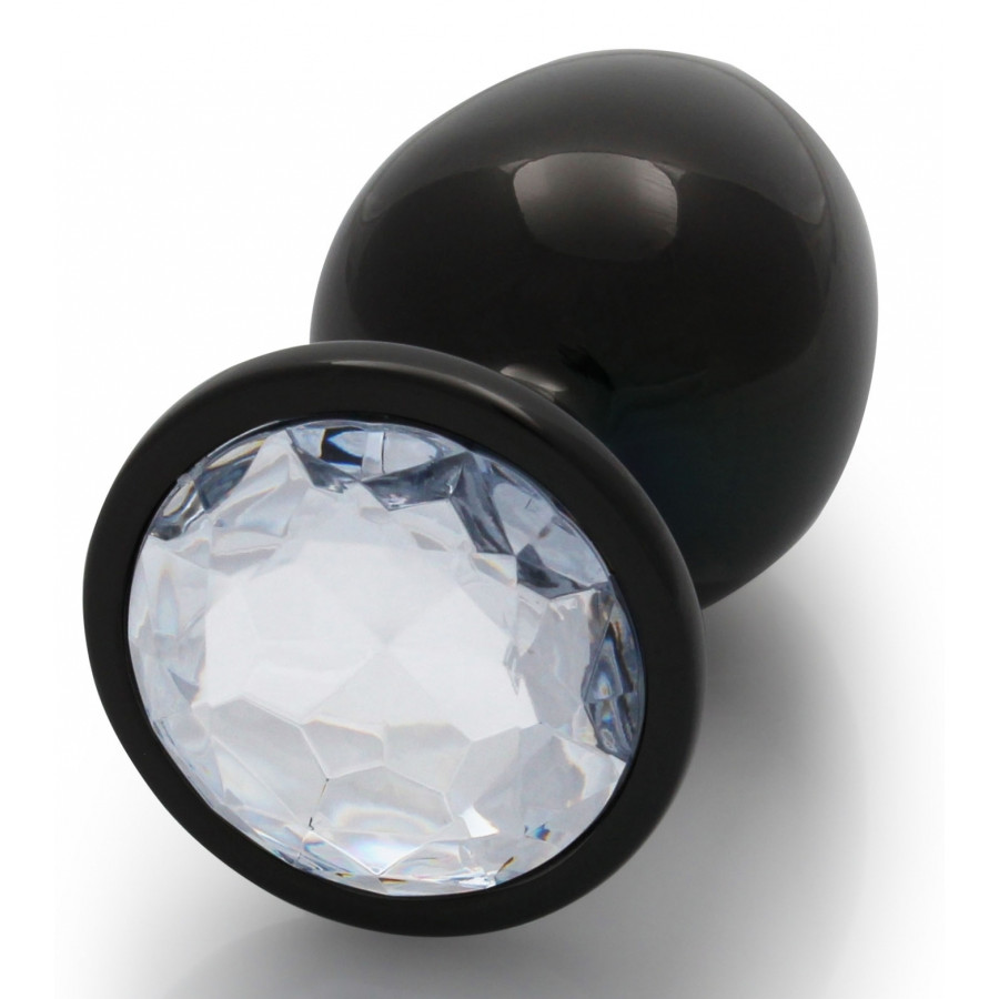 Bijou anal Round Gem L 8 x 4cm Noir-Transparent
