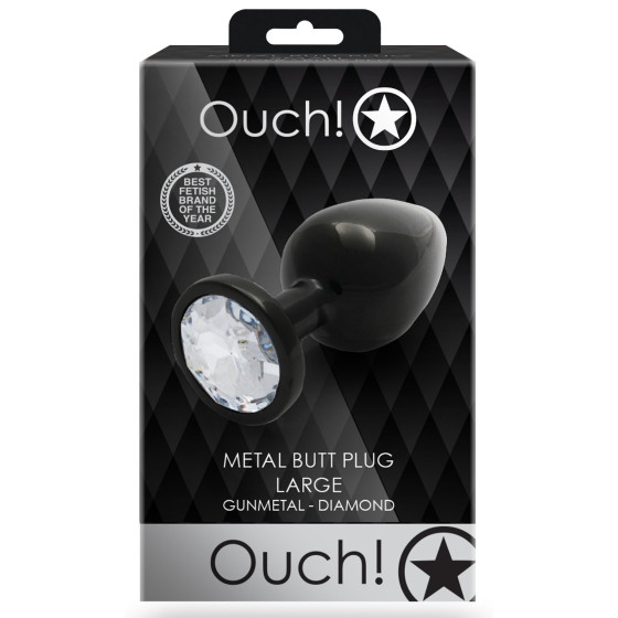 Bijou anal Round Gem L 8 x 4cm Noir-Transparent