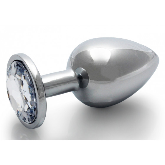 Bijou anal Round Gem L 8 x 4cm Argenté-Transparent 