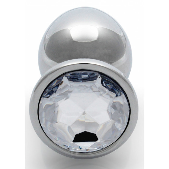 Bijou anal Round Gem L 8 x 4cm Argenté-Transparent 