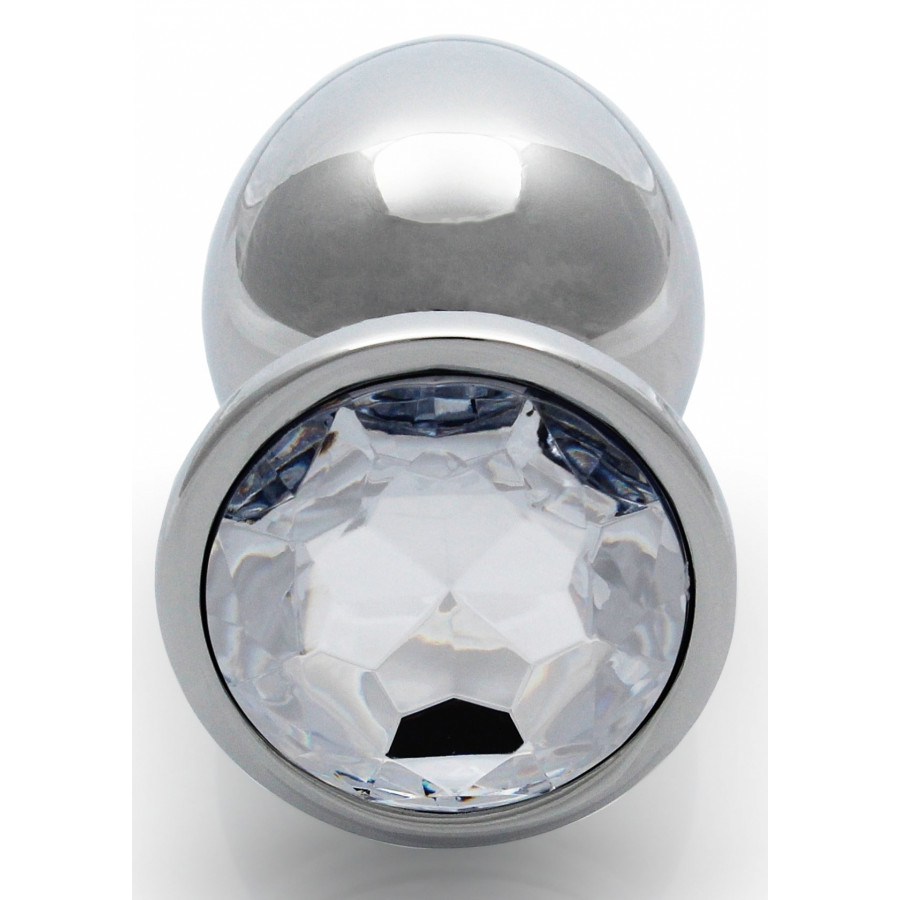 Bijou anal Round Gem L 8 x 4cm Argenté-Transparent 