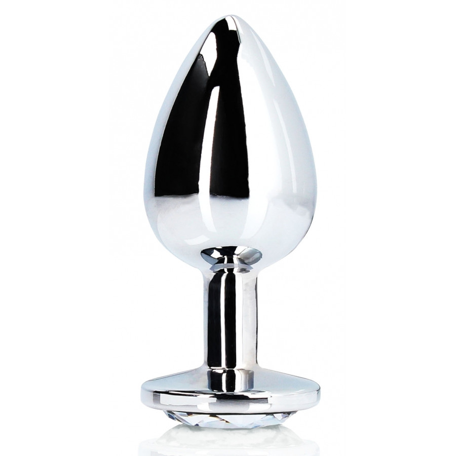 Bijou anal Round Gem L 8 x 4cm Argenté-Transparent 