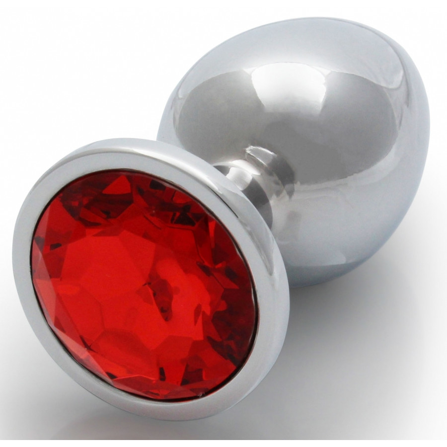 Bijou anal Round Gem L 8 x 4cm Argenté-Rouge