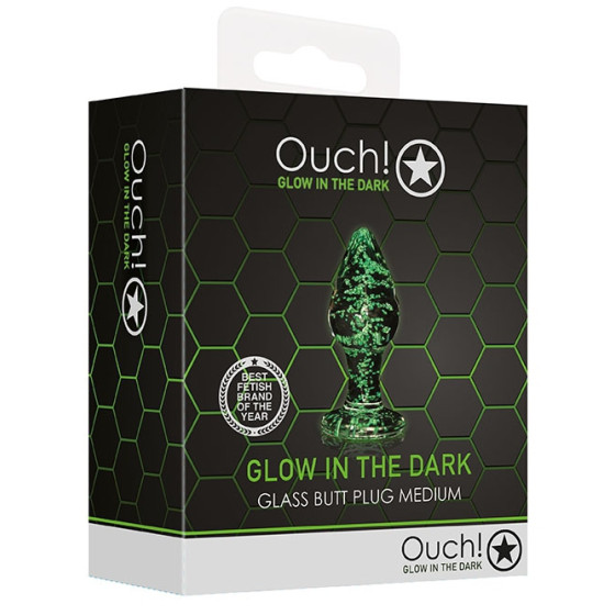 Plug en verre phosphorescent BUTT GLOW M 7 x 3.2cm