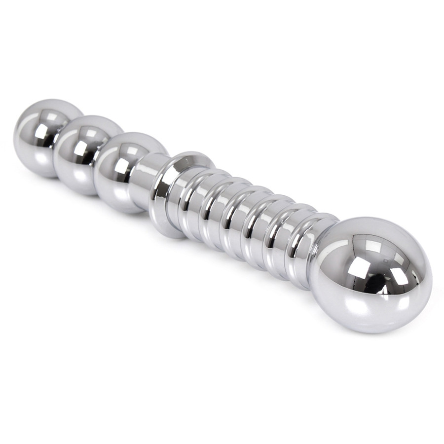 Double gode en métal Ribbed 19 x 3.5 cm Double gode en métal Ribbed 19 x 3.5 cm