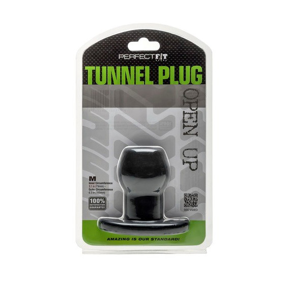 Ass Tunnel Plug Silicone Noir Medium 7 x 5.2 cm