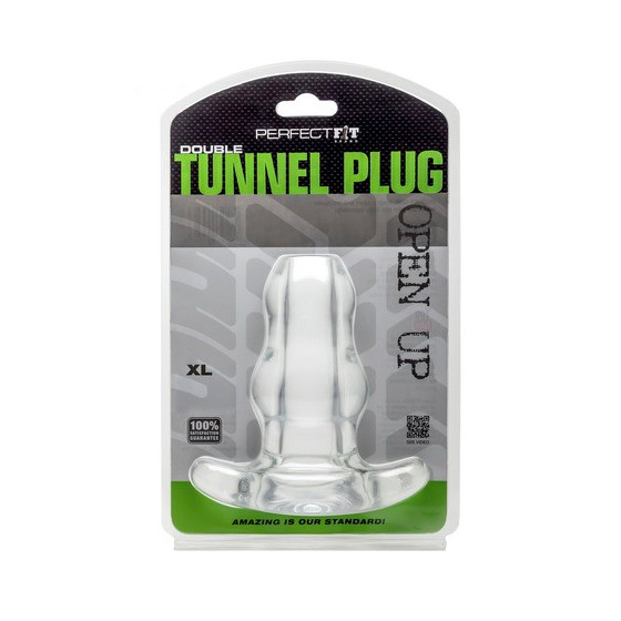 Double Tunnel Plug Transparent Extra-Large 14 x 8.3 cm