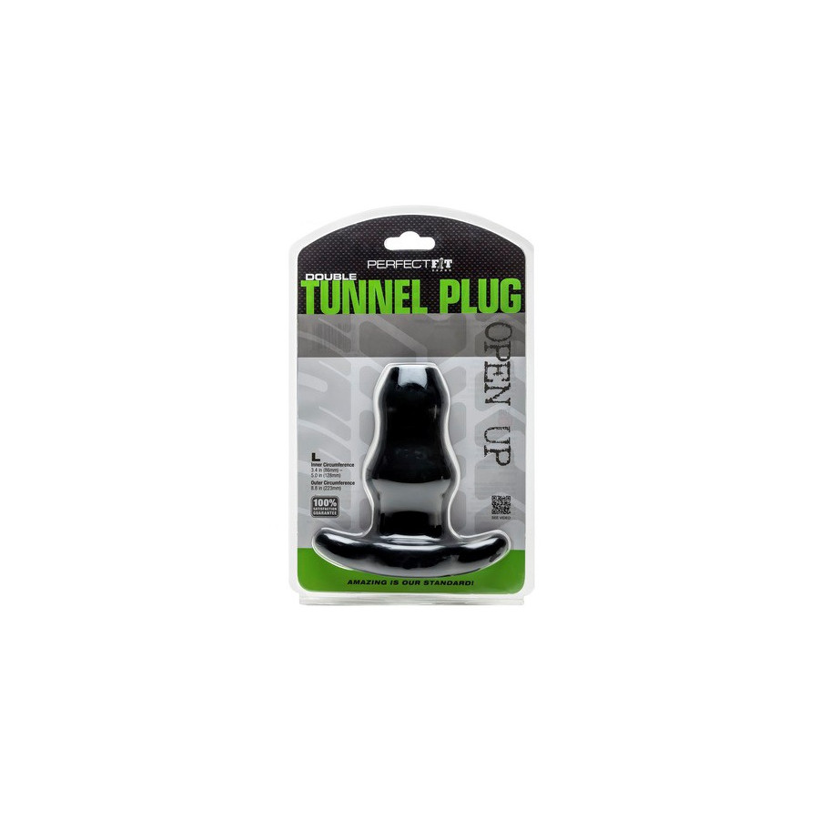 Double Tunnel Plug Noir Large12 x 7 cm