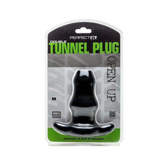 Double Tunnel Plug Noir Medium 9.5 x5.2 cm 
