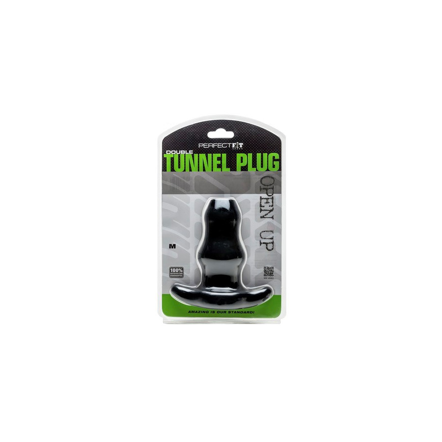 Double Tunnel Plug Noir Medium 9.5 x5.2 cm 
