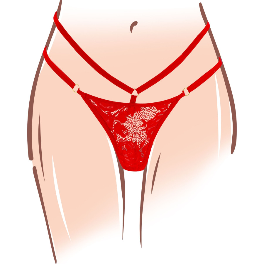 Stimulateur de clitoris avec culotte dentelle Divine Panty Rouge