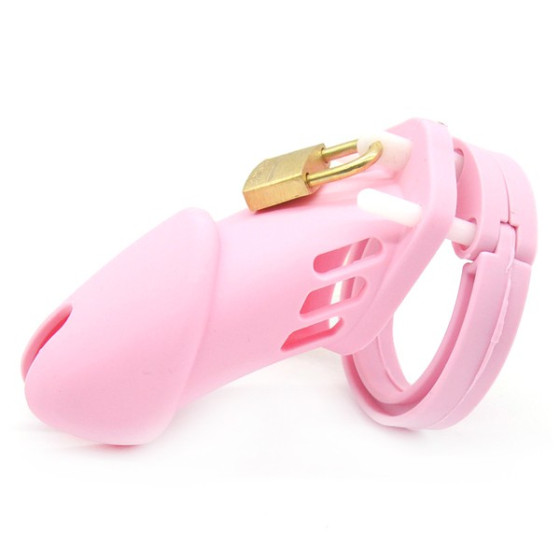 Cage de chasteté Silicone Bran 9  x 3cm Rose