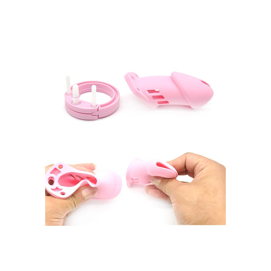 Cage de chasteté Silicone Bran 9  x 3cm Rose