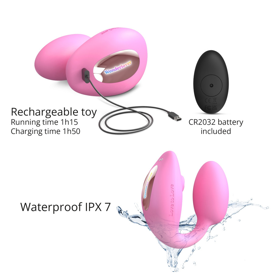 Stimulateur Clitoris et Point G Wonderlover Rose