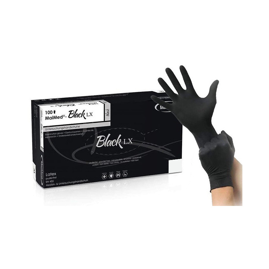 Gants en Latex non poudrés BLACK LX Noir x100