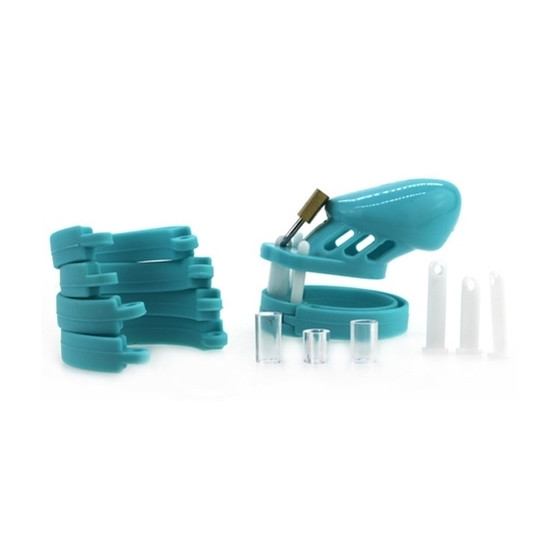 Cage de chasteté Silicone 7 x 3.3 cm Bleu