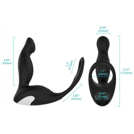 Plug avec Cockring Langer P-Spot 10 x 3 cm