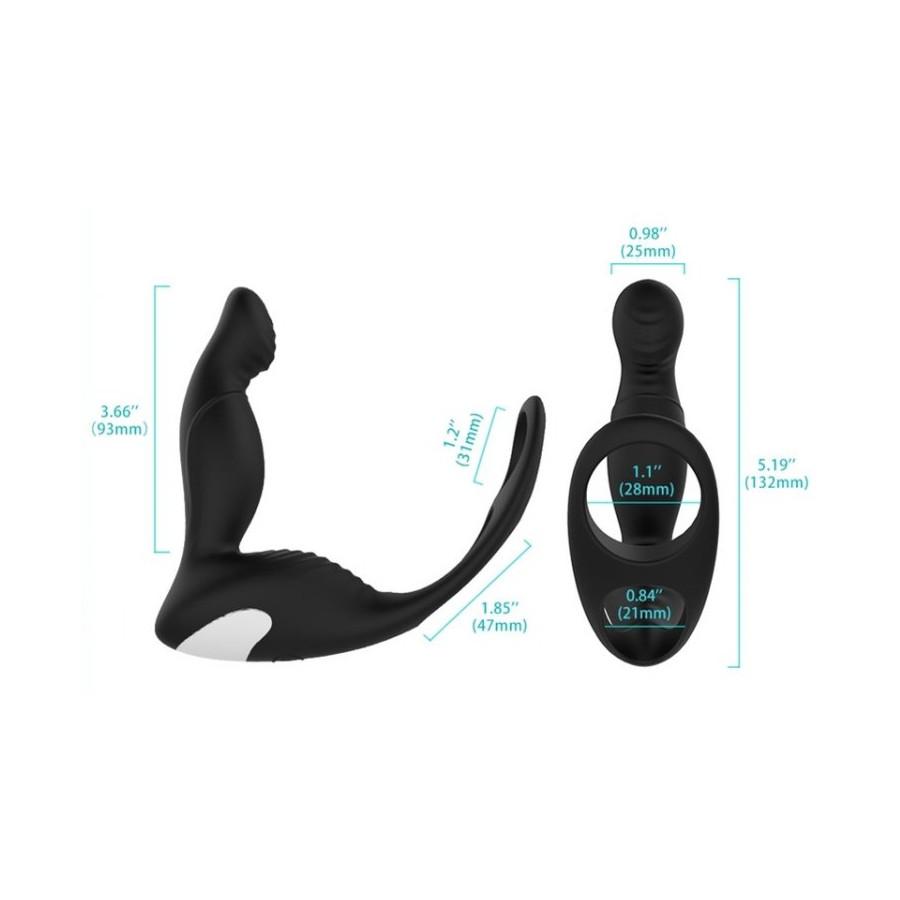 Plug avec Cockring Langer P-Spot 10 x 3 cm