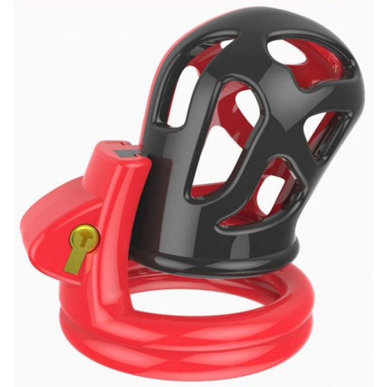 Cage de chasteté Joker 7.5 x 3cm Rouge-Noir