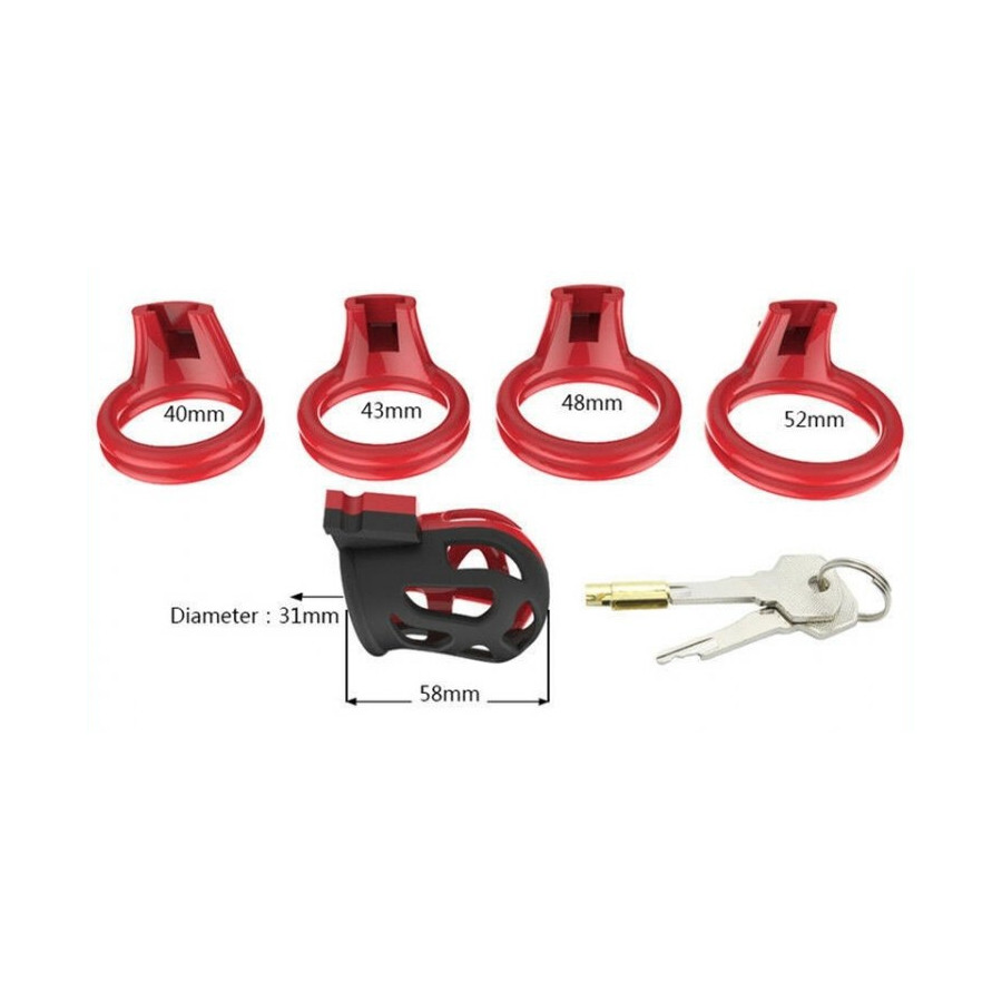 Cage de chasteté Joker 7.5 x 3cm Rouge-Noir