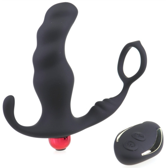 Cockring et plug vibrant Knight 10 x 3.5cm