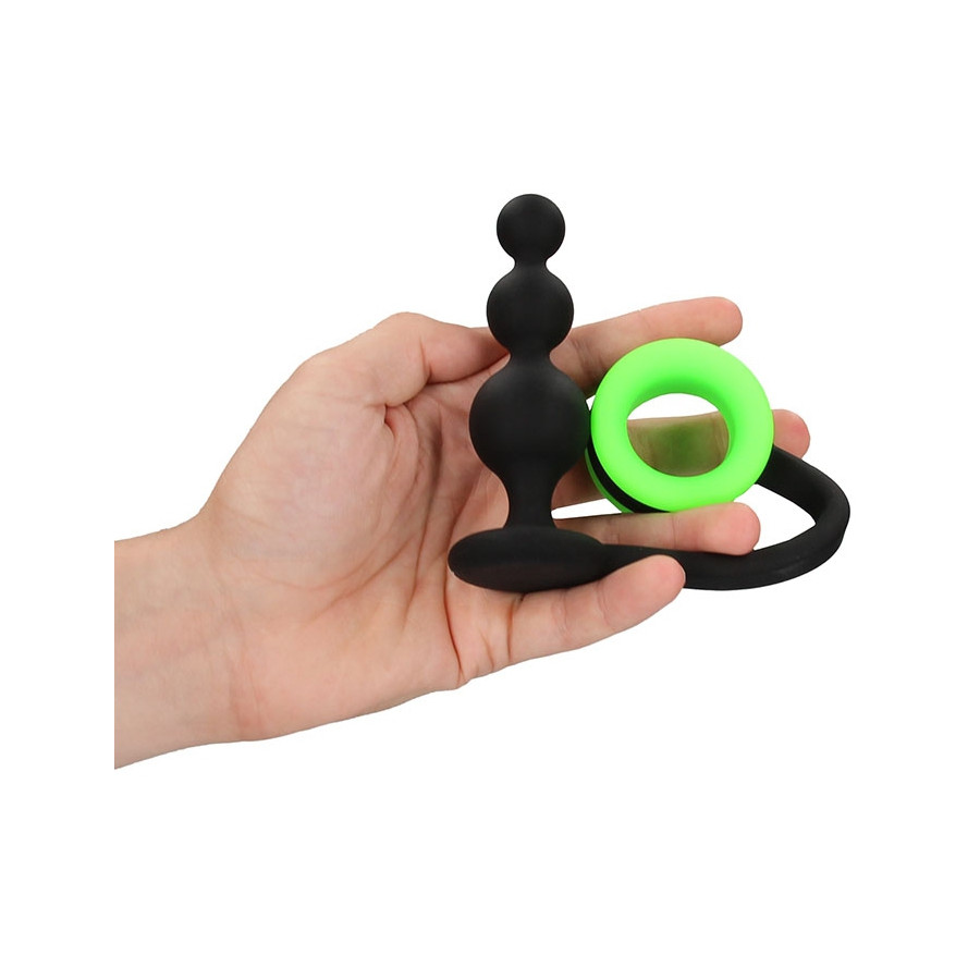 Cockring Plug phosphorescent Beads Glow 10 x 3.3cm