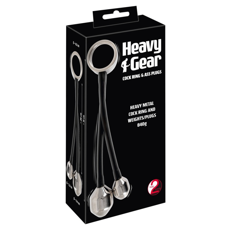 Cockring + Plugs lestés en métal Heavy Ring 840gr