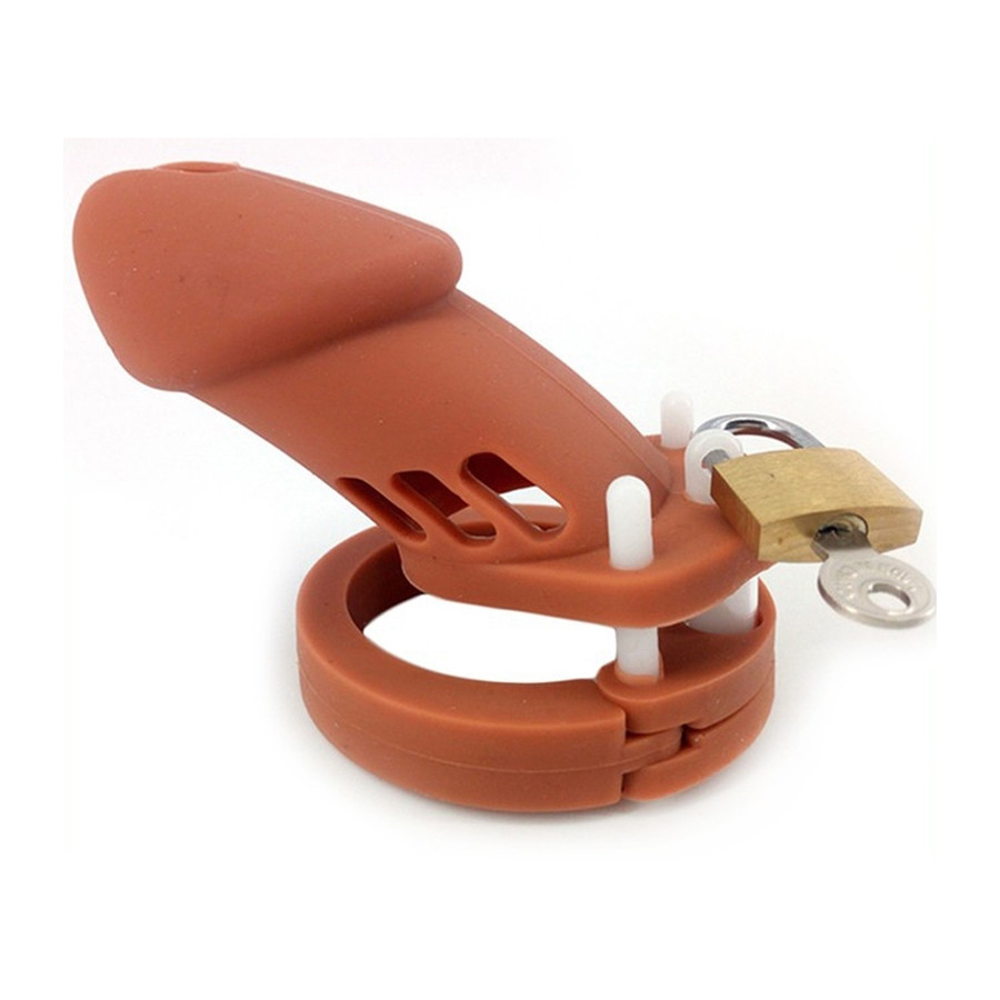 Cage de chasteté Silicone Bran 9 x 3cm Marron