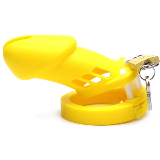 Cage de chasteté Silicone Bran 9 x 3cm Jaune
