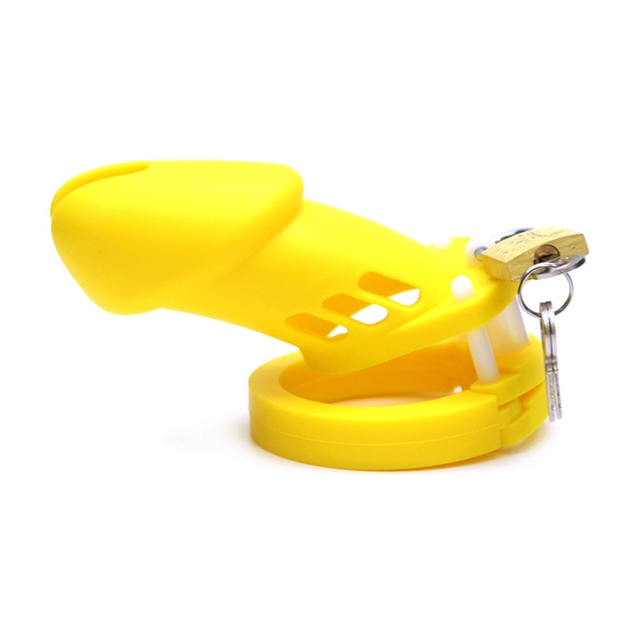 Cage de chasteté Silicone Bran 9 x 3cm Jaune