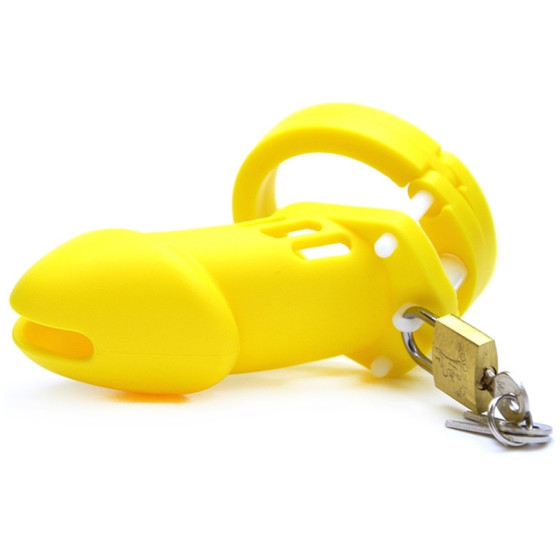Cage de chasteté Silicone Bran 9 x 3cm Jaune