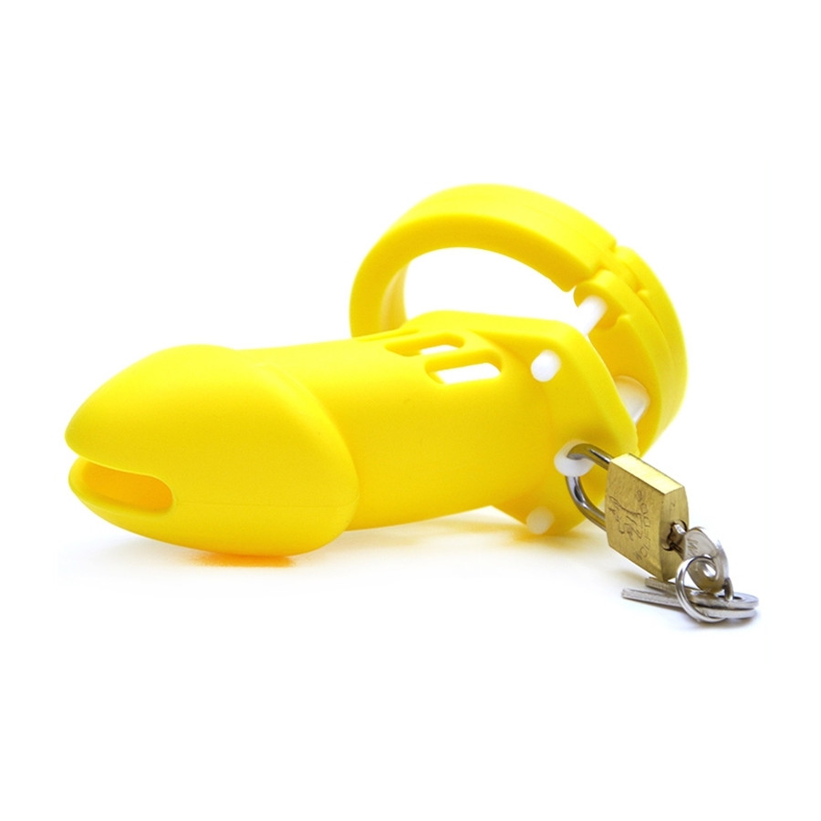 Cage de chasteté Silicone Bran 9 x 3cm Jaune