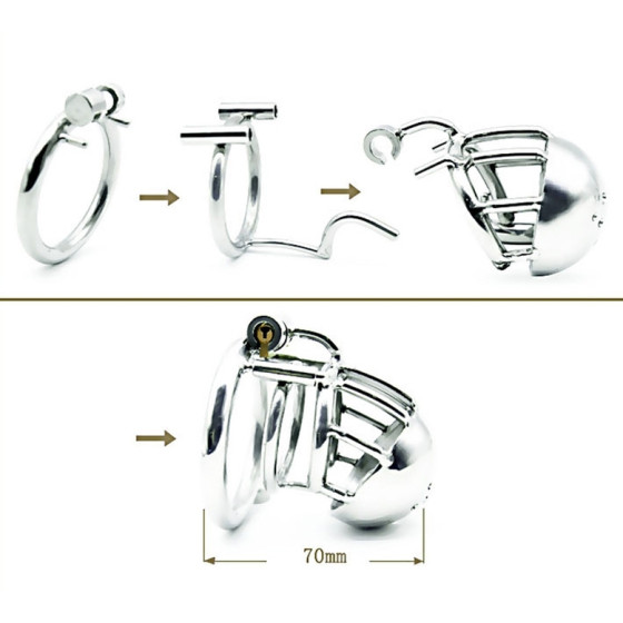 Cage de chasteté en métal Zone Xtrem Spécial Prince Albert 7 x 3.5cm