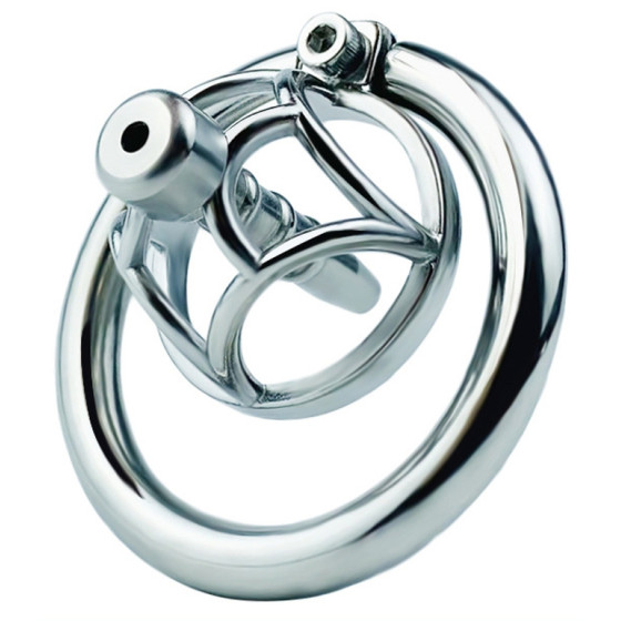 Cage de chasteté en métal avec Plug d'urètre Hexy 3 x 3.3cm